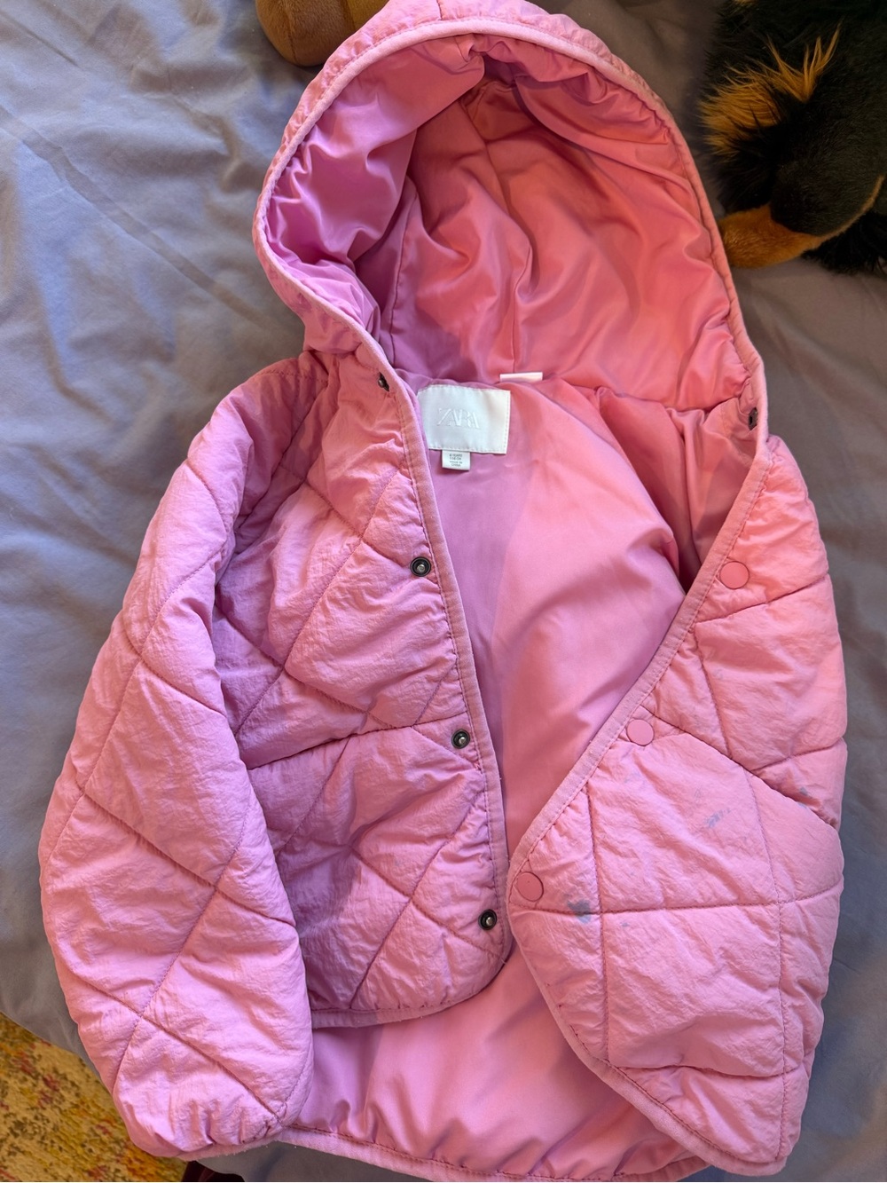 Zara Pink Quilted Hooded Puffer Jacket